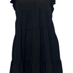 Umgee USA Women’s Johnny Collar Split Neck Black Ruffle Sleeve Dress Size Medium Photo 0