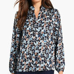 Nic+Zoe  Herringbone Blues Top Size Small New with Tags‎ Photo 0