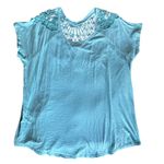 Torrid Light Blue Cotton Modal Lace Back Raglan Top Size 3X Photo 2