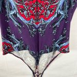 Free People Women’s All the Parties Purple Bodysuit Keyhole Front Low Back M Photo 5