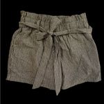 HAVE Black/White Striped Elastic Waist Fabric‎ Belt Shorts Size S Black Photo 2