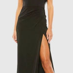 Mac Duggal 68456 Black One Shoulder Feather Trim Gown Dress Photo 1