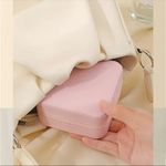 1pc Mini Jewelry Box, Portable Jewelry Storage Box, PU‎ Leather Small Organizer Pink Photo 4