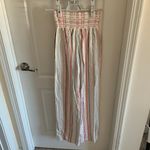REWASH Women’s Small  Cream Pink Blue Linen Blend Stripe Palazzo Flowy Beach Pants Boardwalk Photo 4