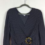 Topshop  Navy Blue Polka Dot Mini Dress Size 8 Long Sleeve Wrap Ring Nautical Photo 3