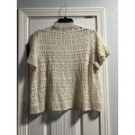 World Unity Cardigan Womens Medium Cream Crochet Short Sleeve Cropped Cover Photo 3