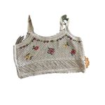 Rebellion Crochet Embroidered Crop Tank Top Size Large Cotton Festival Photo 1