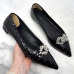 Giuseppe Zanotti  Rhinestone Embellished Croc Leather Pointed Toe Ballet Flats 38 Photo 2