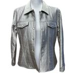 Susan Bristol  Women's‎ Size M Silver Quilted Snap Closure Blazer Jacket Metallic Photo 1