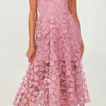 Helsi Florence Strapless Floral Sequin Pink Orchid Dress XS Midi 3D Applique Photo 0