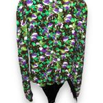 ZARA  Womens Floral Wrap Long Sleeve Green Purple Draped Bodysuit size medium Photo 6