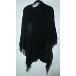 Black‎ Knit Sweater Fringe Poncho One Size Black Size undefined Photo 2