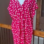 Umgee Boutique Hot Pink and White Women's Hi Low v neck shift dress spring Photo 0