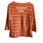 Chico's 1 Women Top M Peach Crochet Knit Boho Cottage Beachy Coastal Vacay Travel Photo 2