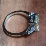 Simulated Peridot and White Diamond Sterling Silver Ring (Size 6) Photo 11