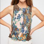 Free People Printed Smocked Floral Tank Top XS Garden Flower Fairy Peplum Photo 11