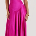 House Of CB  'Anabella'‎ Fuchsia Lace Up Maxi Dress NWOT size S Photo 0