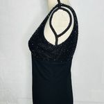 Cache  Black Cocktail Dress 90s Y2K Black Sz 2 Beaded Top Vintage V-Neck Photo 6