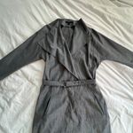 Hugo Boss Boss gray belted waterfall v neck collared trench mid length dress M Photo 11