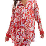 Free People NWT  dreamy days printed pajama set in red multi Photo 0