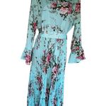 SheIn  Floral Long Sleeve Dress in Light Blue and Pink size 12 Photo 2