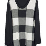 Woman Within  Plus Size 2X Sweater 26W‎ 28W Pullover Black White Check Crew 1388 Photo 0