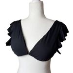 Black Ruffle Sleeve Swimsuit Swim Bikini Crop Top Size Medium Photo 0