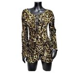 Umgee  Romper Shorts Womens Small Animal Leopard Lace‎ Up Front Boho Casual Chic Photo 1