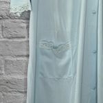 Vintage Shadowline Baby Blue Nylon Robe Lace Floral Trim Size S 37" long Button Photo 1