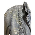 VTG Andiamo Italia Acid Wash Pearl Beaded Embellished Jacket Women’s S Blue Photo 4