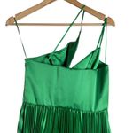 AMUR Khari Asymmetric One Shoulder Pleated Slit Cocktail Gown Snow Pea Green 6 Photo 7