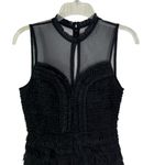 Free People  Black Mesh Pleated Ruffle Tiered Mini Cocktail Party Dress Size 0 Photo 8