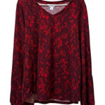 Liz Claiborne  Sweater Women Size Large Burgundy Floral Stretch Lightweight NWT Photo 0