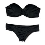 Victoria's Secret Womens  Solid Black Strapless Bandeau Swimsuit Bikini Size M Photo 0
