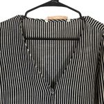 ZARA  Black Striped Peplum V-Neck Button Front Collared Blouse Women Sz XS Photo 3