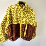 UGG  brown and yellow animal print faux fur oversized full zip hoodie small Photo 2