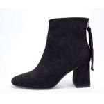 Black Suede Chunky Heel Ankle Bootie Size 10 Photo 1