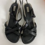 Ecco  Women's Sz 41 Strappy Black & Silver Sandals 1" Heel Crisscross Photo 11