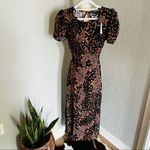 AFRM Jamie Print Open Back‎ Short Sleeve Dress, Brown/Black Animal, Small, NWT Black Photo 6