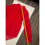 Free People Sheer Button Down Red Blouse M Cherry Girl Boho Coquette Holiday Photo 9