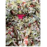 Sunny Leigh Floral Green Coral White Button Down Flowy Chiffon Blouse in Medium Photo 6