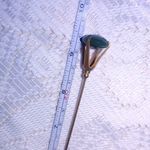 Long Hat Dress Pin Vintage Brass Green Glass Bead Gold Tone Straight Pin Photo 3