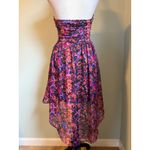 Charlotte Russe Strapless Floral Print Hi Low Dress Y2K boho whimsigoth fairy pink purple small Photo 1