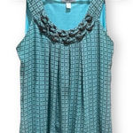 Dress Barn  Teal Sleeveless Top with Wooden Embellishments Size Small Photo 0