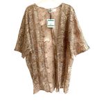 Anne Klein  sheer latte sequin embroidered layering kimono women’s L/XL Fairycore Photo 3