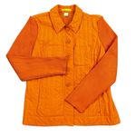 Sigrid Olsen  Large Orange Quilted‎ Knit Ribbed Long Sleeve Button Jacket Pockets Photo 0