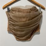 Sheer Brown Ruched Mesh Strapless Top Size L Photo 0
