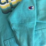 Champion Reverse Weave pullover hoodie, turquoise blue, graphic, pocket, size M Photo 4
