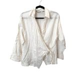 Bill Blass Vintage Wrap Cotton Blouse White 1X Photo 1