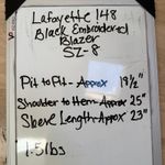 Lafayette 148 New York Blazer Black SZ 8 Embroidered Business Career Work Class Photo 7